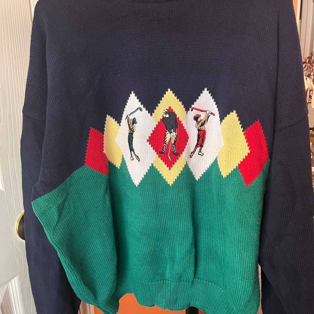 Navy and Green Golf Sweater
